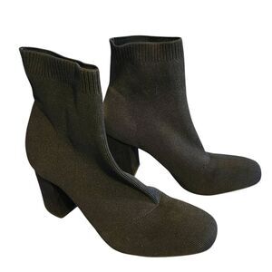 Mia Candra Knit Platform Block Heel Booties - Black Size 11.